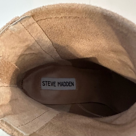 Steve Madden Sz 8 Women's Leather Suede Tan Ankle Boots Pointed Toe Booties - Picture 6 of 10